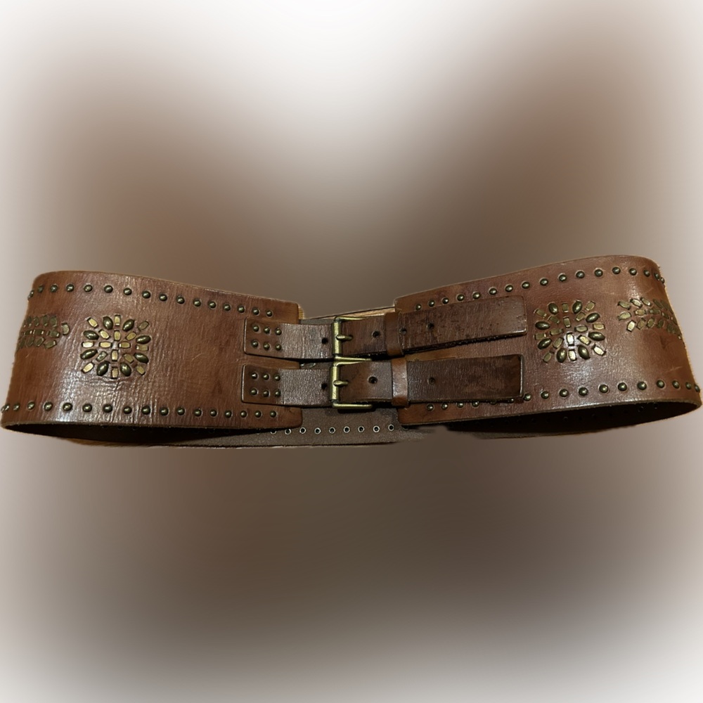 Jigsaw brown tan leather waist corset belt boho festival western Medium M / S